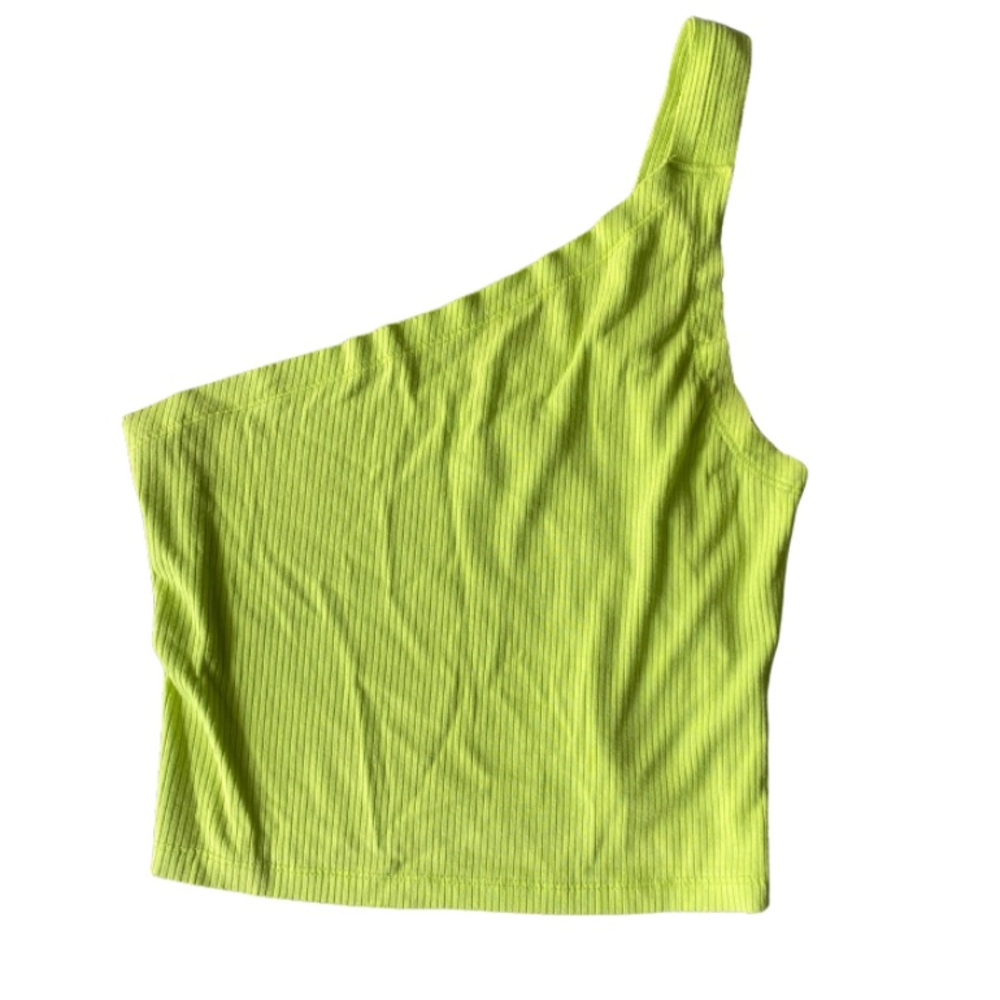 Urban Outfitters one shoulder muted neon green top. Soft with nice details. HOT